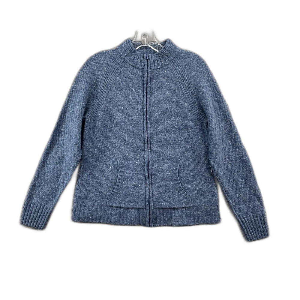 Woolrich Woolen Mills Sweater Womens Medium Full Zip Mock Neck Minimalist Winter